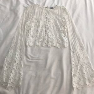Tobi white lace sheer crop top